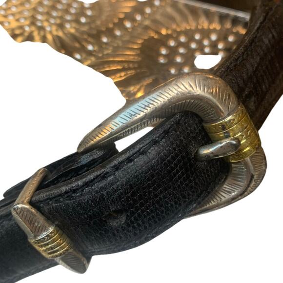 Bill Adler Genuine Leather Belt Woven Italian Calf Skin Brown Black Aztec 36 in - Picture 2 of 5